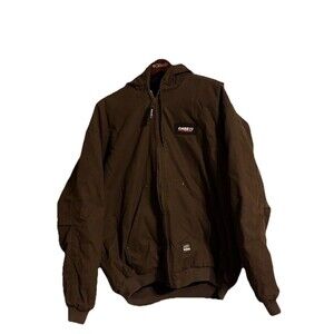 Berne 2XL Duck Canvas Jacket Brown Hooded Insulated  Coat Quilted Lined HJ37BB